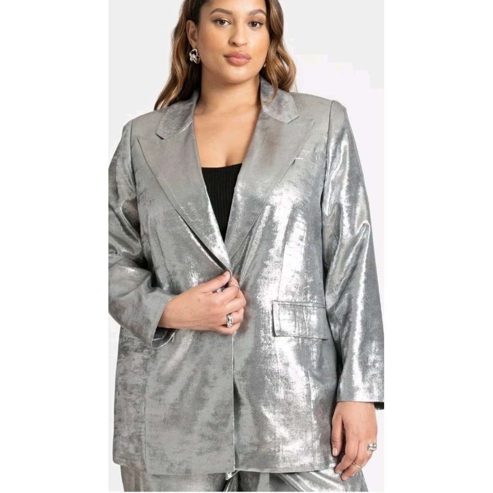Eloquii Blazer 26 Slim Fit Strong Shoulder Metallic Semi Formal Party Elegant